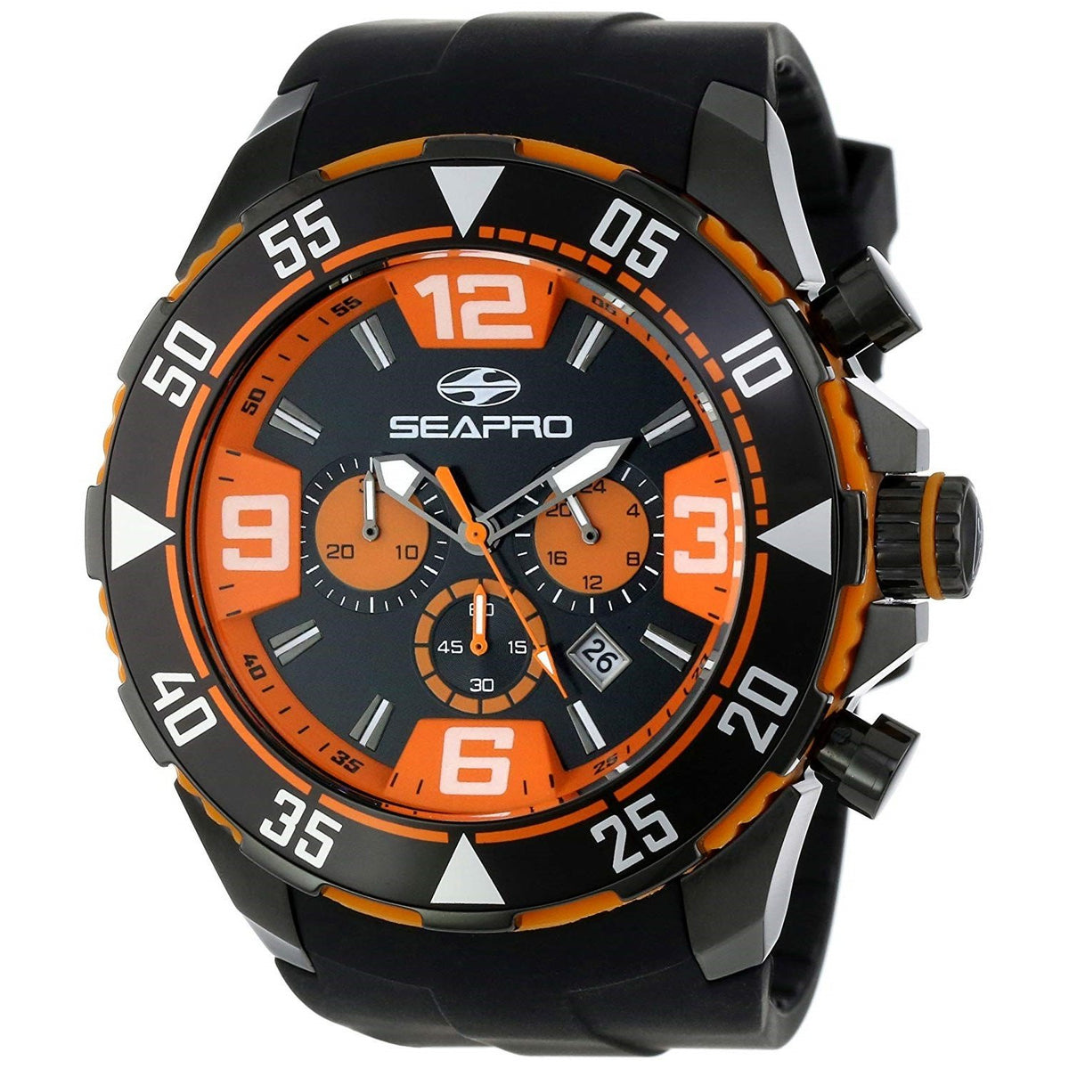 Seapro Men&#39;s SP1123 Diver Chronograph Black Silicone Watch