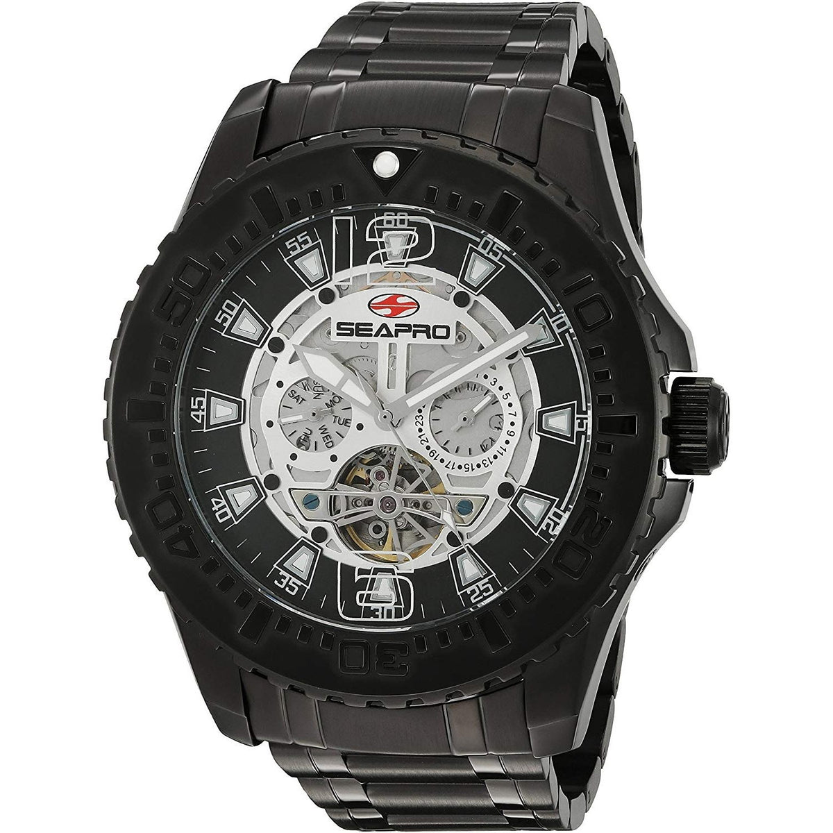 Seapro Men&#39;s SP3312 Tidal PX1 Black Stainless Steel Watch