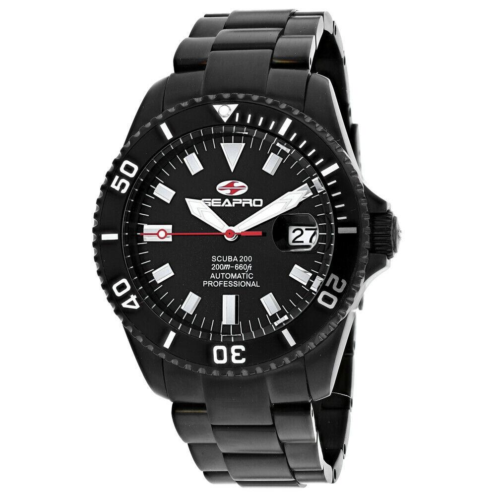 Seapro Men's SP4328 Scuba  Black Stainless Steel Watch