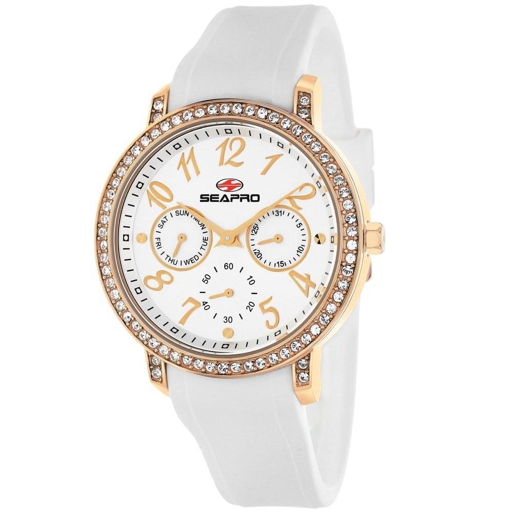 Seapro Women&#39;s SP4412 Swell Chronograph White Silicone Watch