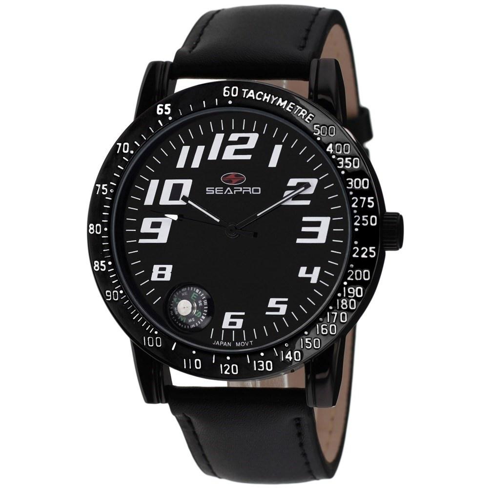 seapro Men's SP5112 Raceway Black Leather Watch
