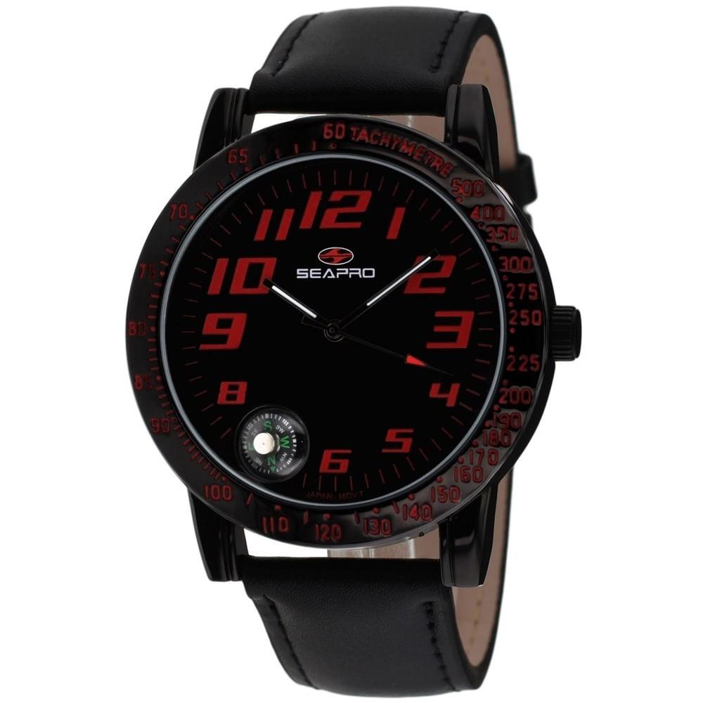seapro Men's SP5114 Raceway Black Leather Watch