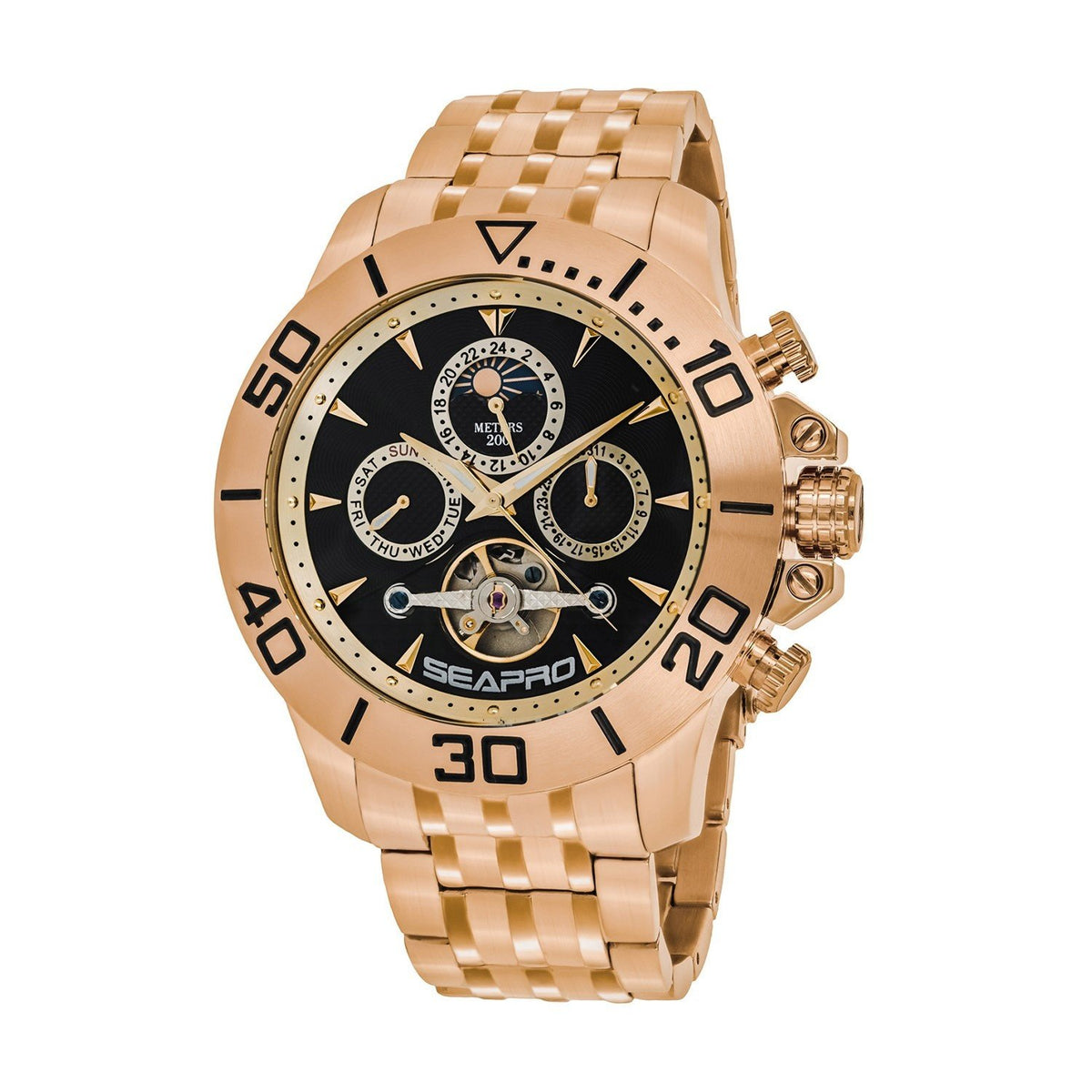 Seapro Men's SP5132 Montecillo Chronograph,Moonphase at 12 o'clock position Rose Gold-Tone Stainless Steel Watch