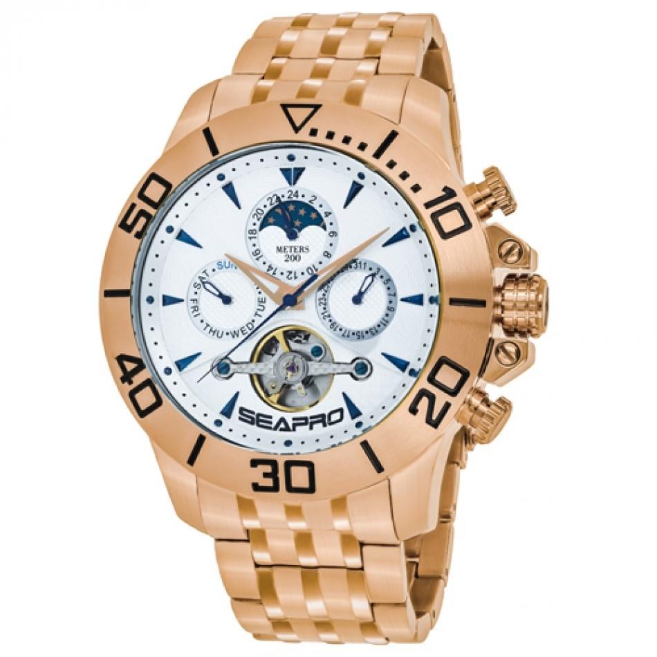 Seapro Men's SP5135 Montecillo Chronograph,Moonphase at 12 o'clock position Rose Gold-Tone Stainless Steel Watch