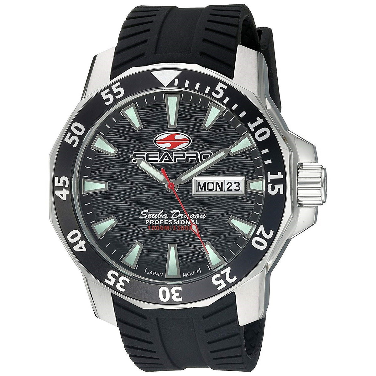 Seapro Men&#39;s SP8310 Scuba Dragon Diver Limited Edition 1000 Meters Black Silicone Watch