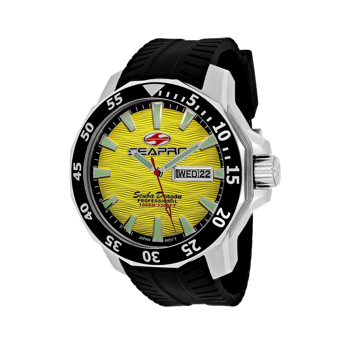 Seapro Men&#39;s SP8313 Scuba Dragon Diver Limited Edition 1000 Meters Black Silicone Watch