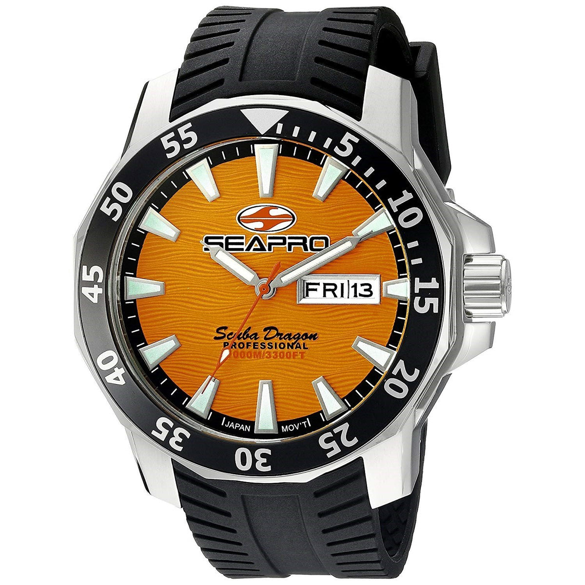 Seapro Men's SP8314 Scuba Dragon Black Silicone Watch