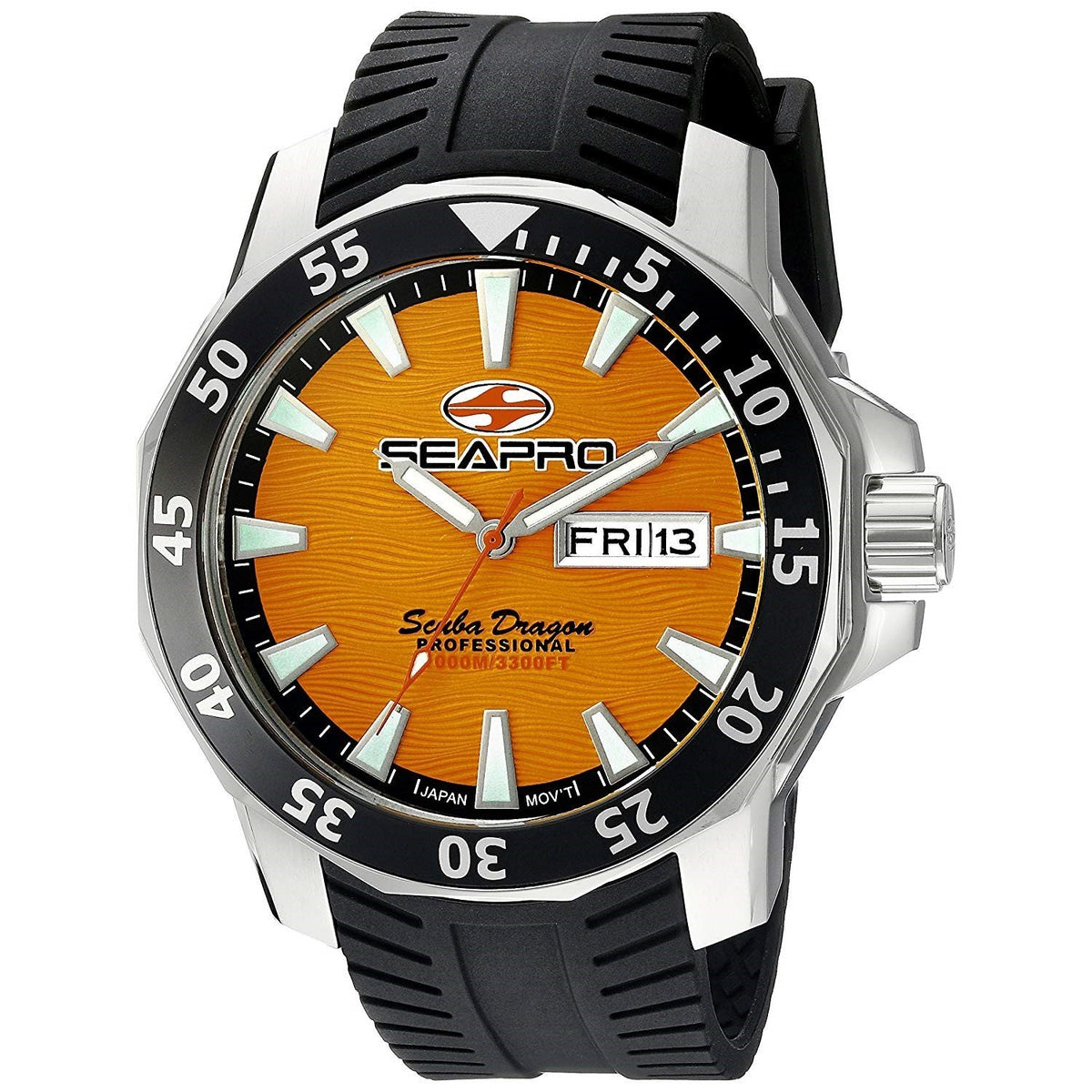 Seapro Men&#39;s SP8314 Scuba Dragon Black Silicone Watch