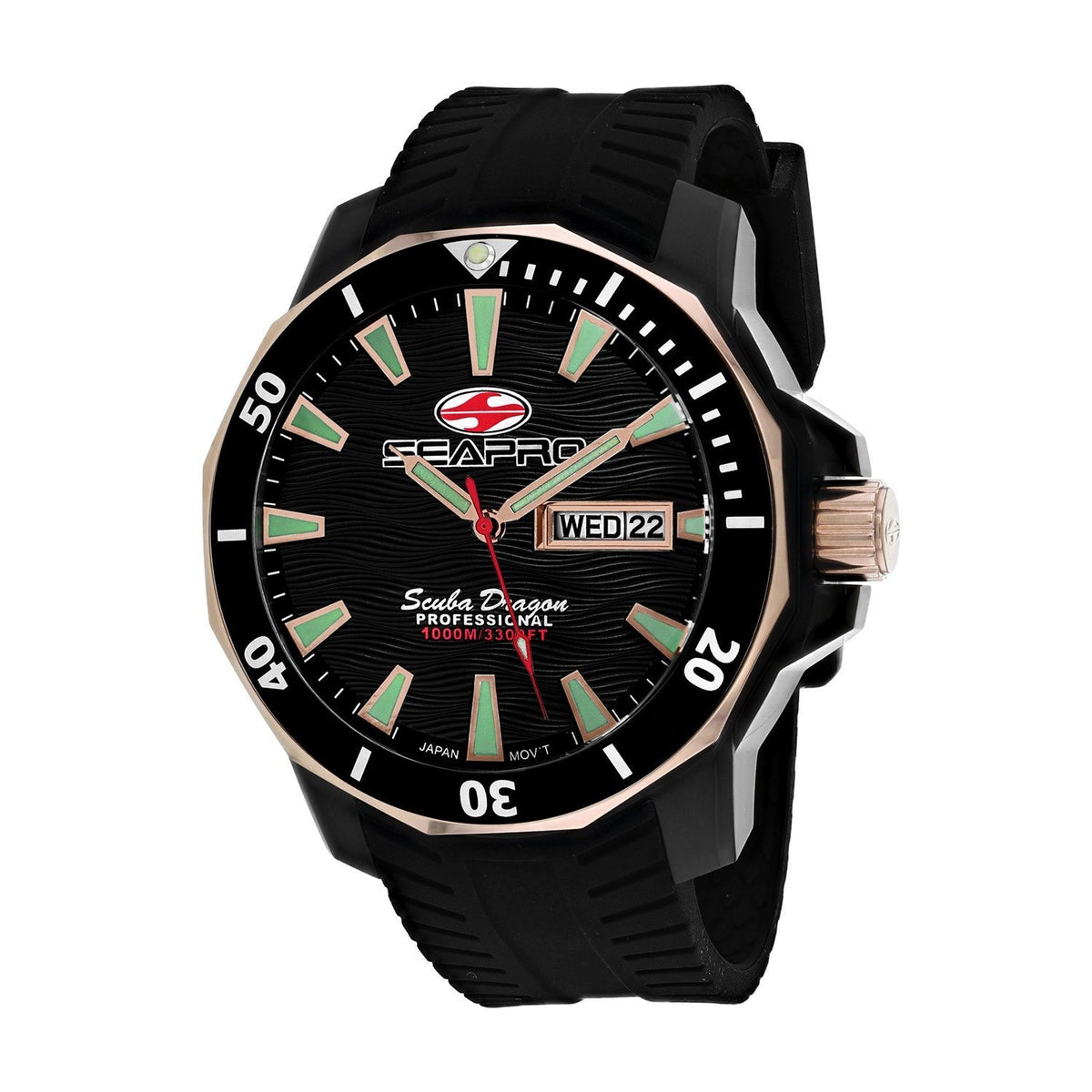 Seapro Men's SP8320 Scuba Dragon Diver Limited Edition 1000 Meters Black Silicone Watch