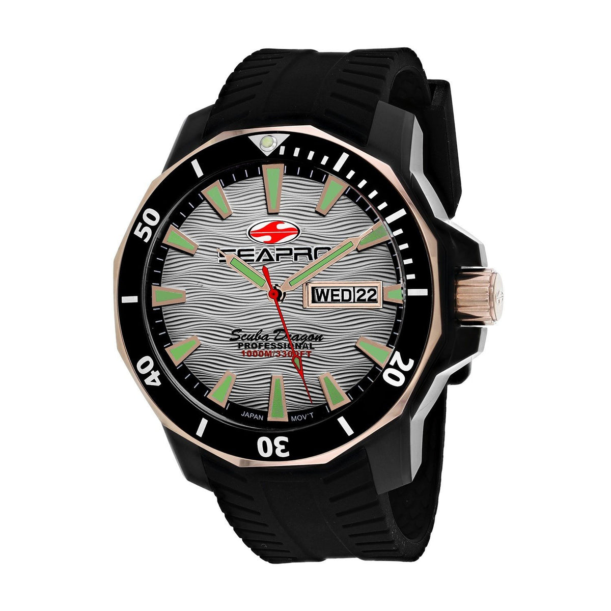 Seapro Men's SP8321 Scuba Dragon Diver Limited Edition 1000 Meters Black Silicone Watch