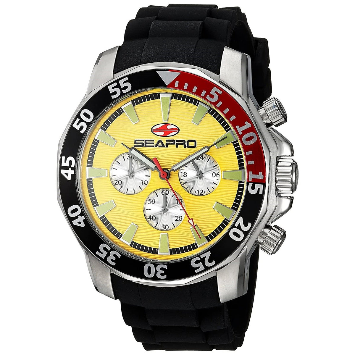 Seapro Men's SP8333 Scuba Explorer Chronograph Black Silicone Watch
