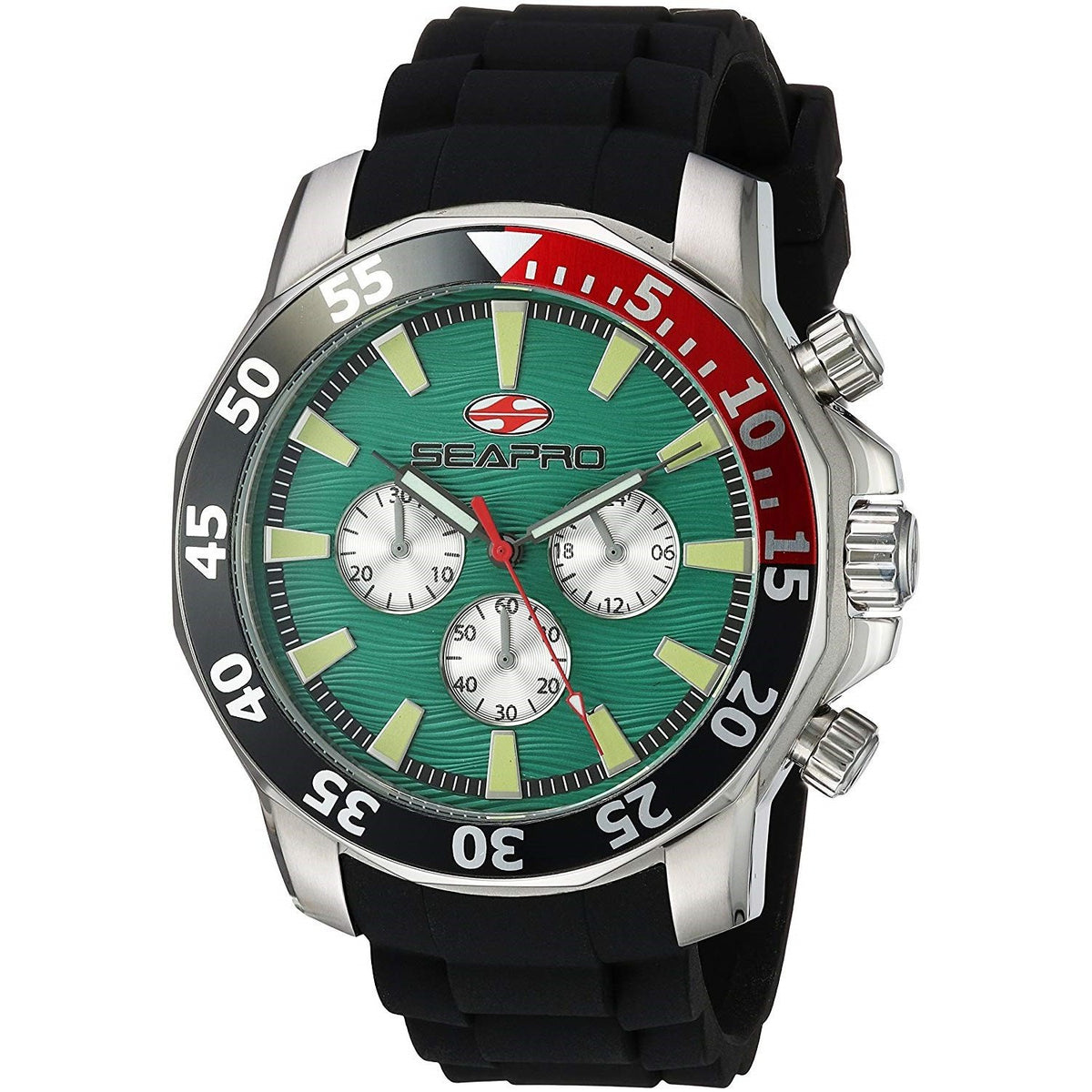Seapro Men&#39;s SP8334 Scuba Explorer Chronograph Black Silicone Watch