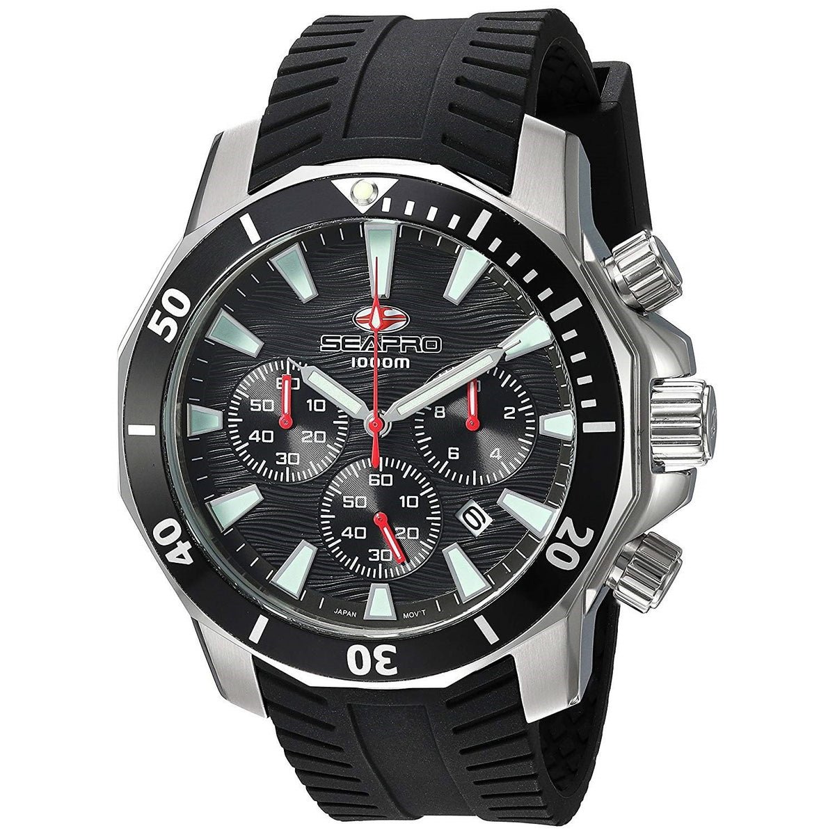 Seapro Men&#39;s SP8340R Scuba Dragon Diver Limited Edition Chronograph Black Silicone Watch