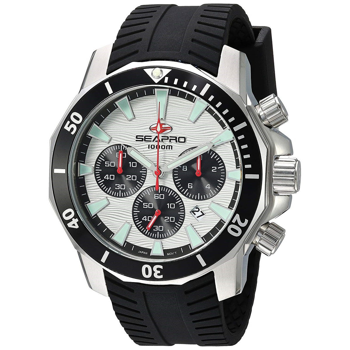 Seapro Men&#39;s SP8342R Scuba Dragon Diver Limited Edition Chronograph Black Silicone Watch