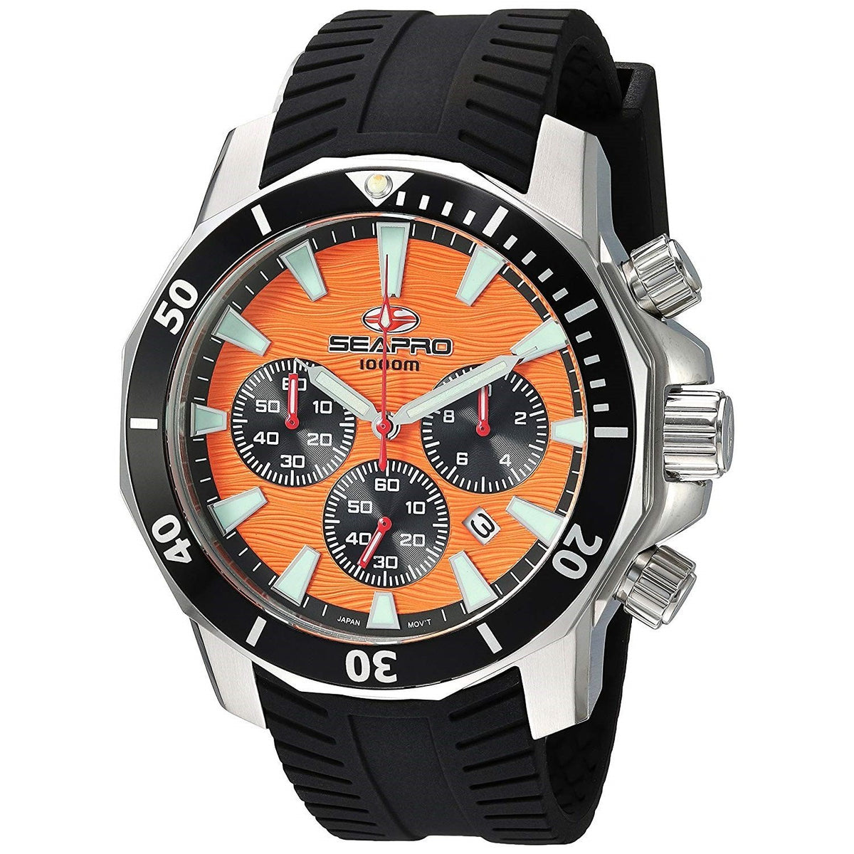 Seapro Men&#39;s SP8343R Scuba Dragon Diver Limited Edition Chronograph Black Silicone Watch
