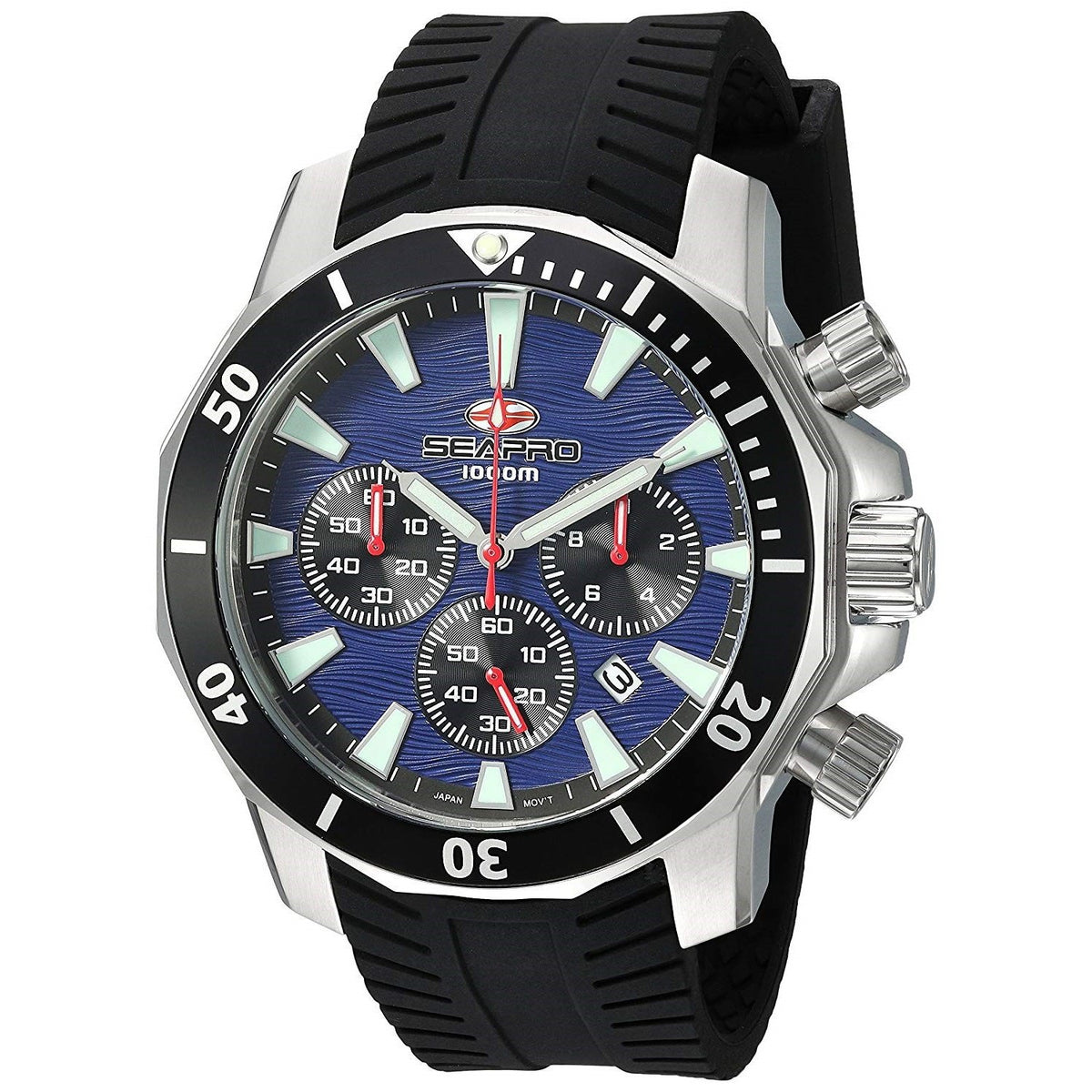 Seapro Men&#39;s SP8344R Scuba Dragon Diver Limited Edition Chronograph Black Silicone Watch