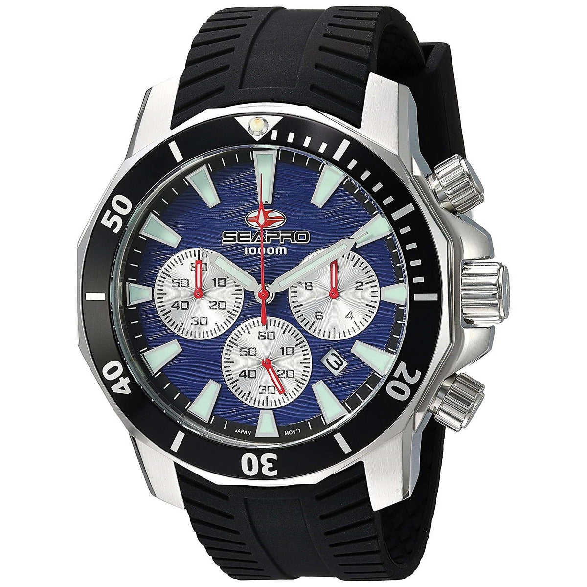 Seapro Men&#39;s SP8345R Scuba Dragon Diver Limited Edition Chronograph Black Silicone Watch