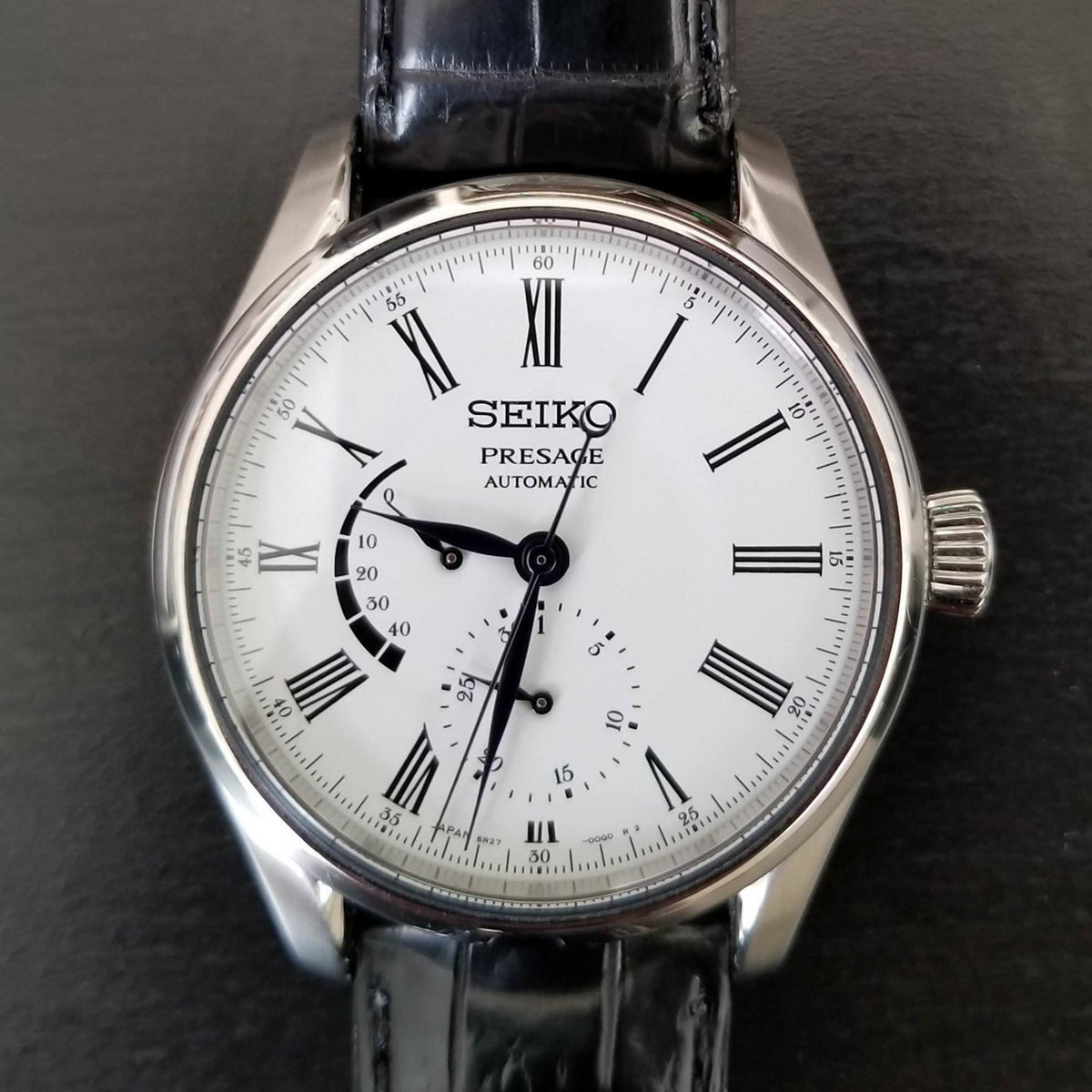 Seiko Men's SPB045J1 Presage  Black Leather Watch