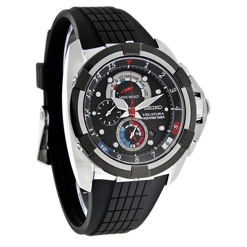 Seiko Men's SPC007 Velatura Yachting Timer Chronograph Black Rubber Watch