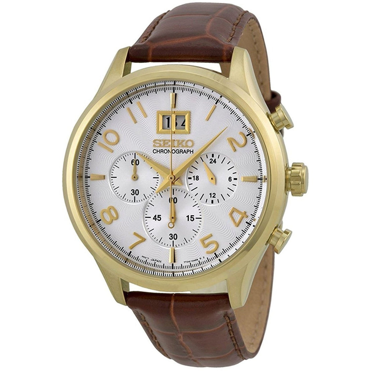 Seiko Men&#39;s SPC088 Chronograph Brown Leather Watch