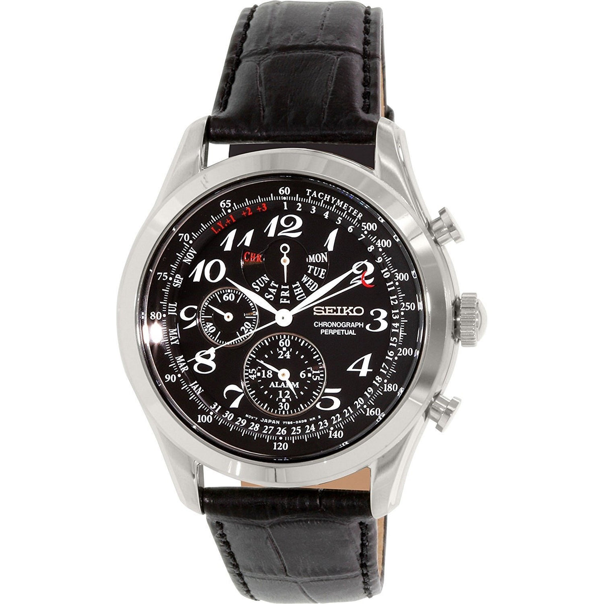 Seiko Men's SPC133 Neo Chronograph Black Leather Watch