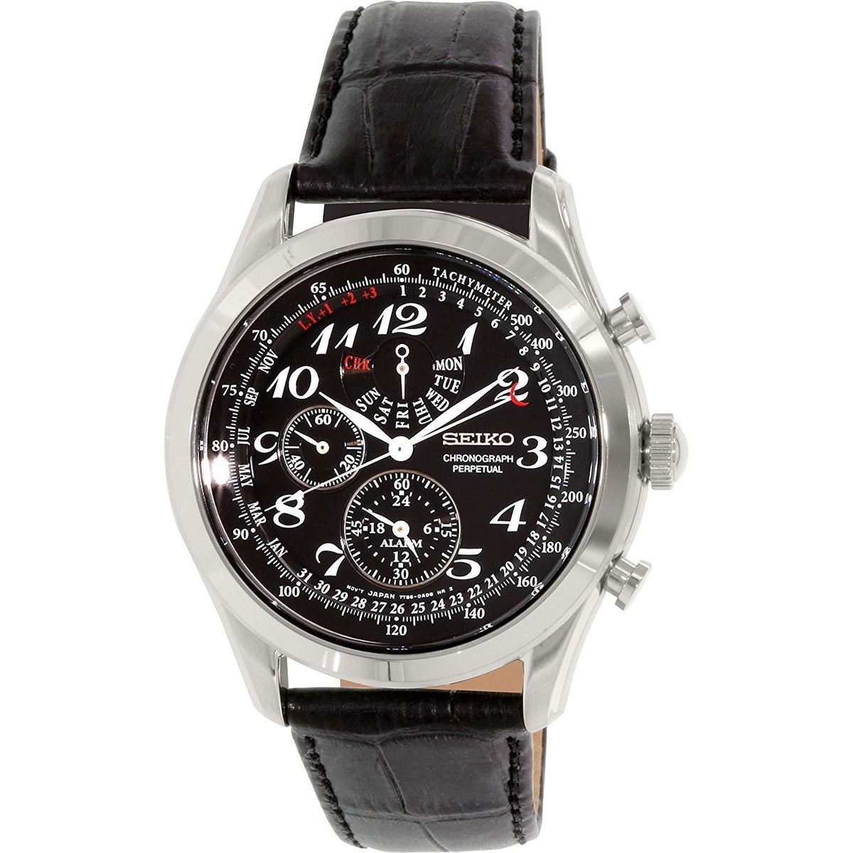 Seiko Men&#39;s SPC133 Neo Chronograph Black Leather Watch