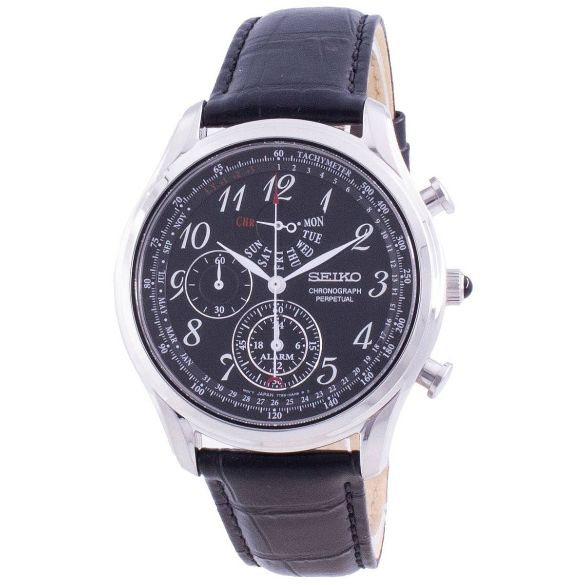 Seiko Men's SPC255 Chronograph Chronograph Black Leather Watch