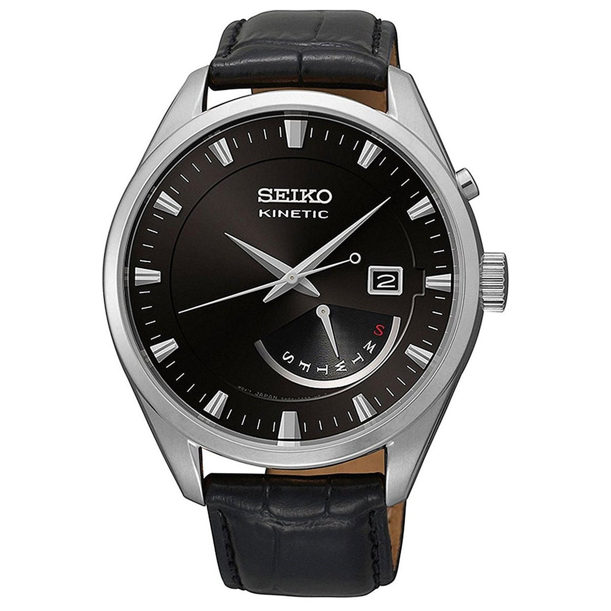 Seiko Men&#39;s SRN045P2 Kinetic Black Leather Watch