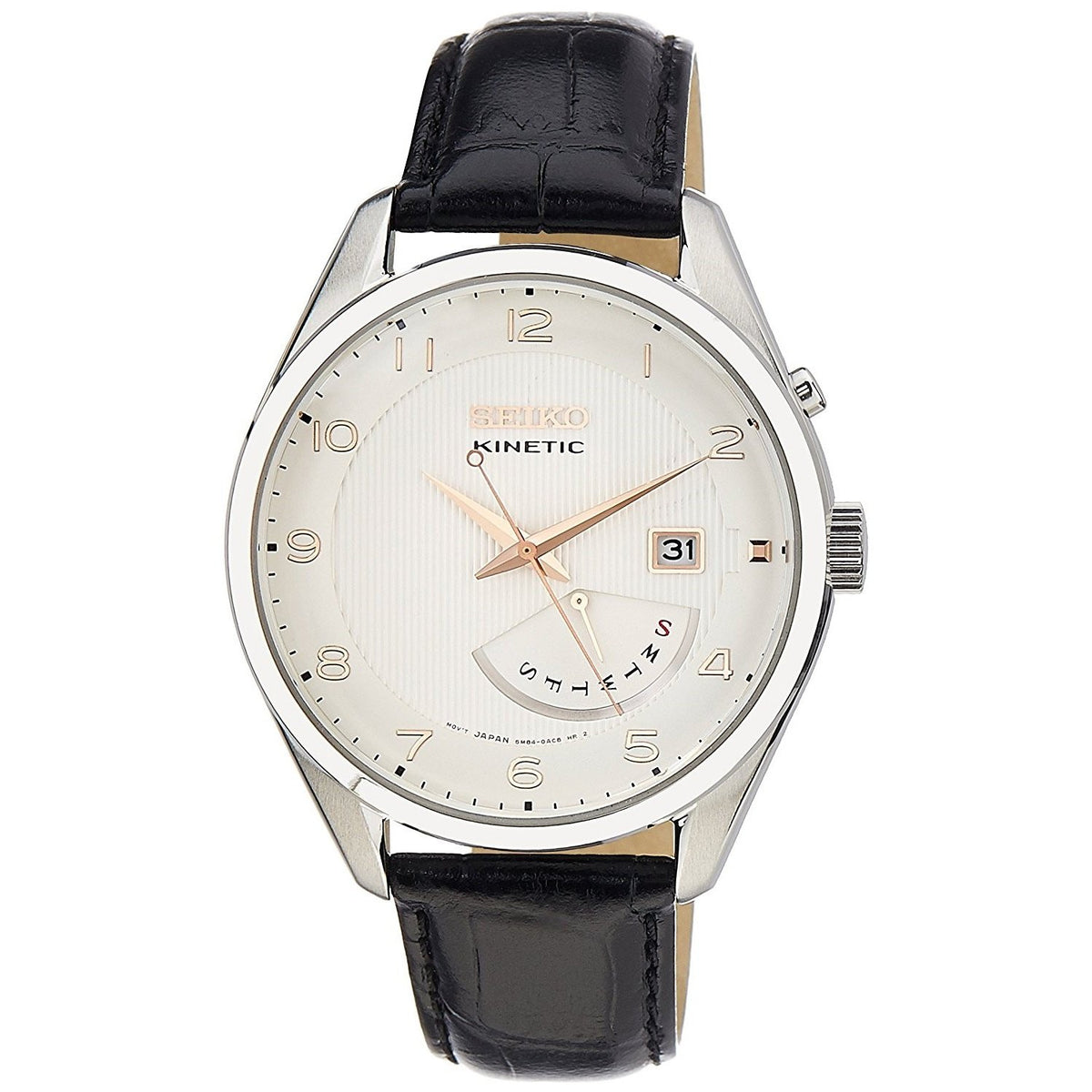 Seiko Men&#39;s SRN049 Kinetic Black Leather Watch