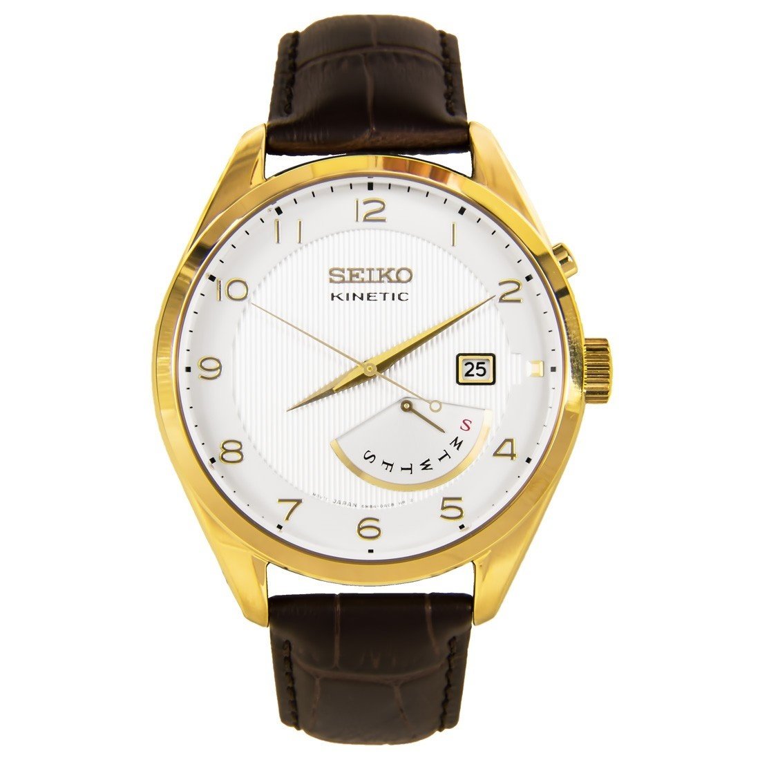 Seiko Men s SRN052 Kinetic Brown Leather Watch Bezali