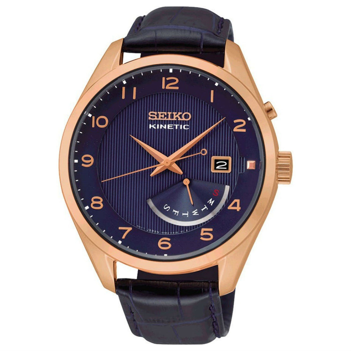 Seiko Men&#39;s SRN062 Kinetic Blue Leather Watch