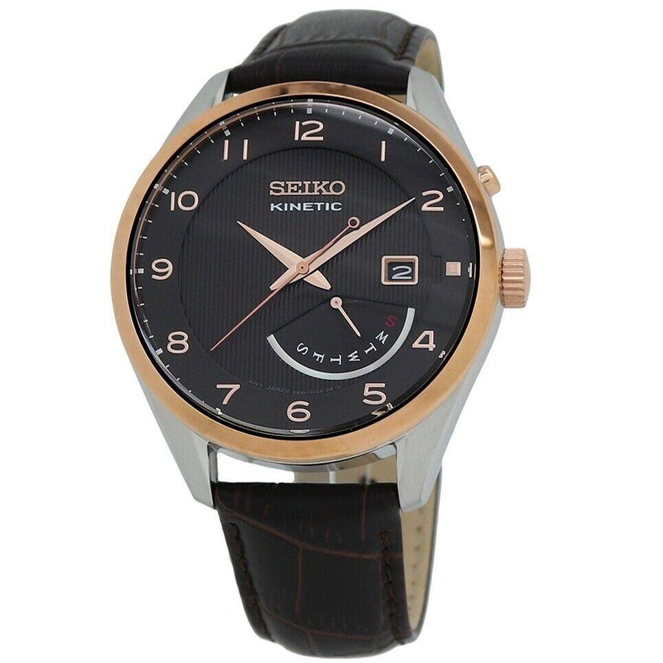 Seiko Men's SRN068 Kinetic Brown Leather Watch
