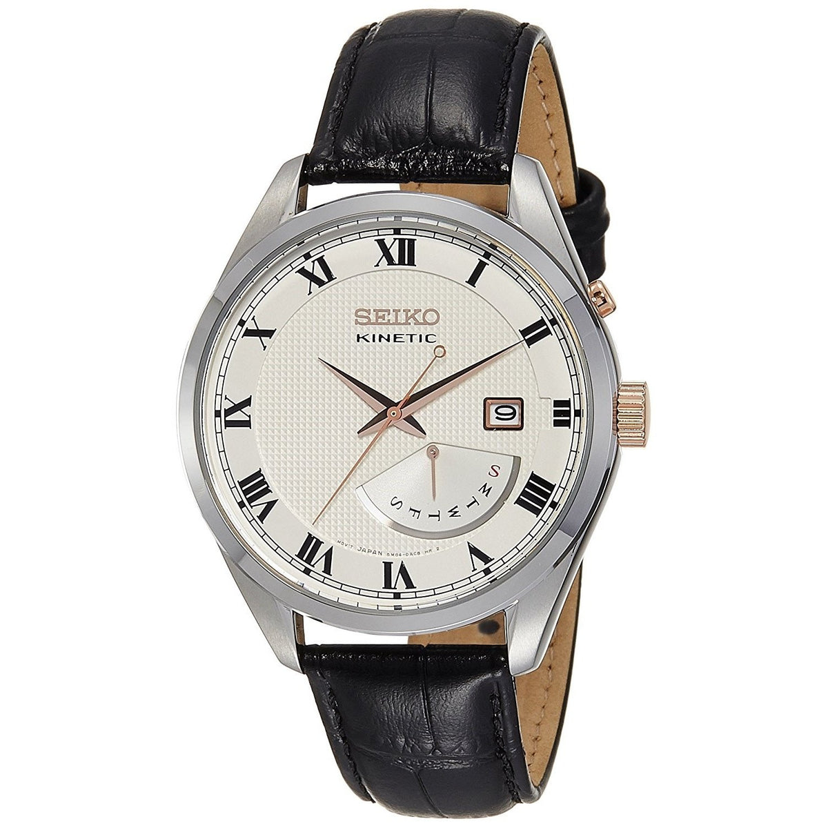 Seiko Men&#39;s SRN073 Kinetic Black Leather Watch