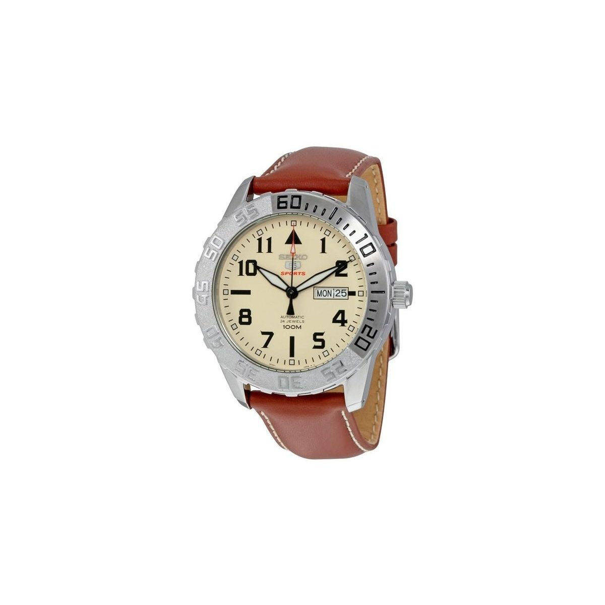 Seiko Men's SRP757 Series 5 Brown Leather Watch