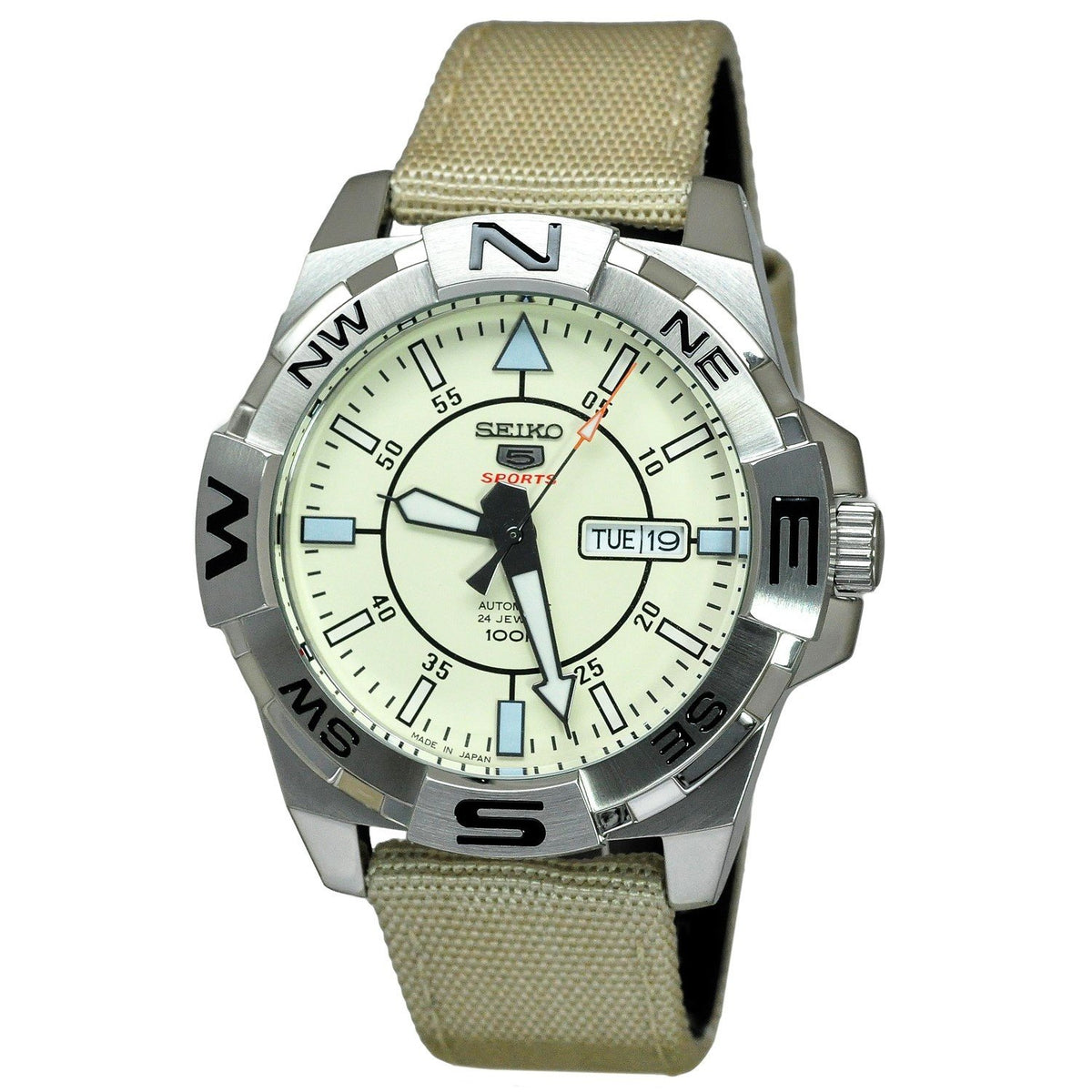 Seiko Men's SRPA67J1 Series 5 Sports Beige Canvas Watch