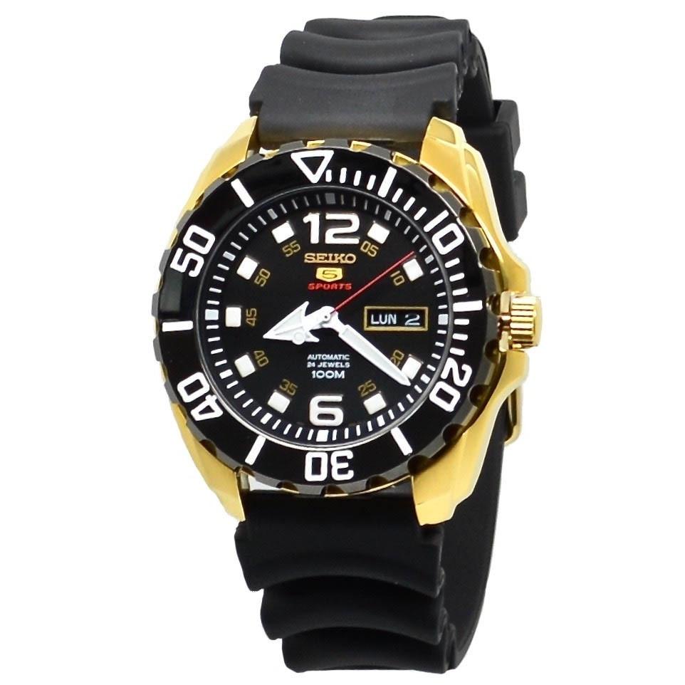 Seiko Men&#39;s SRPB40 5 Baby Monster Automatic Black Rubber Watch