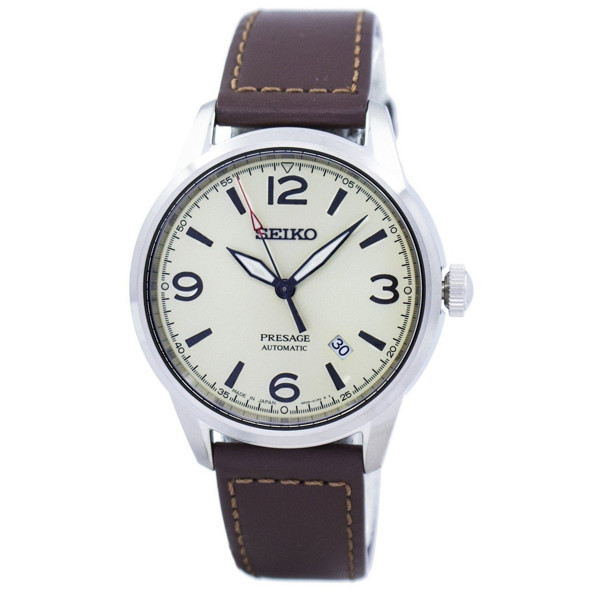 Seiko Men&#39;s SRPB63J1 Presage Automatic Brown Leather Watch