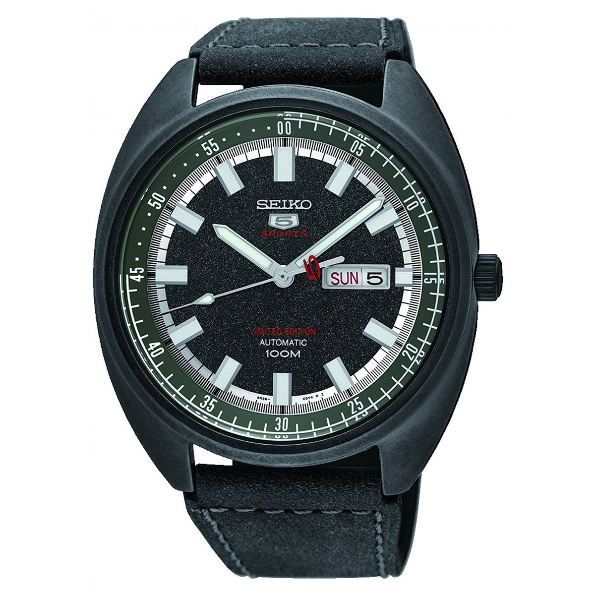 Seiko Men&#39;s SRPB73 5 Turtle Automatic Black Leather Watch