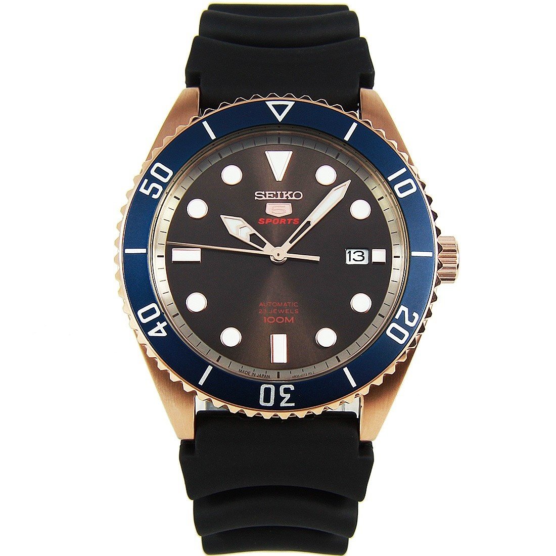 Seiko Men's SRPB96 Series 5 Black Rubber Watch