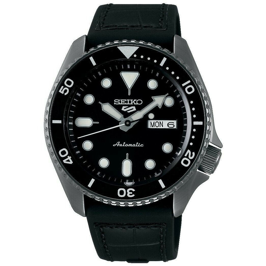 Seiko Men's SRPD65K3 Seiko 5 Black Leather Watch