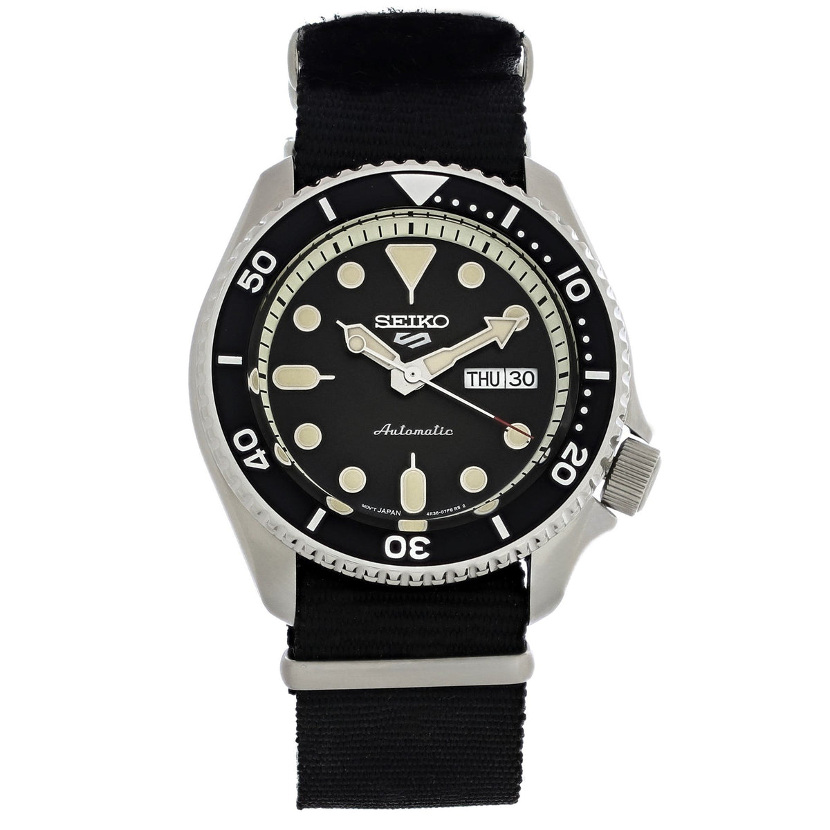 Seiko Men&#39;s SRPD89 Seiko 5 Black Canvas Watch