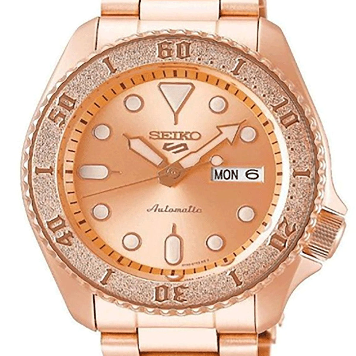 Seiko Men's SRPE72 5 Sports   Rose-Tone Stainless Steel Watch