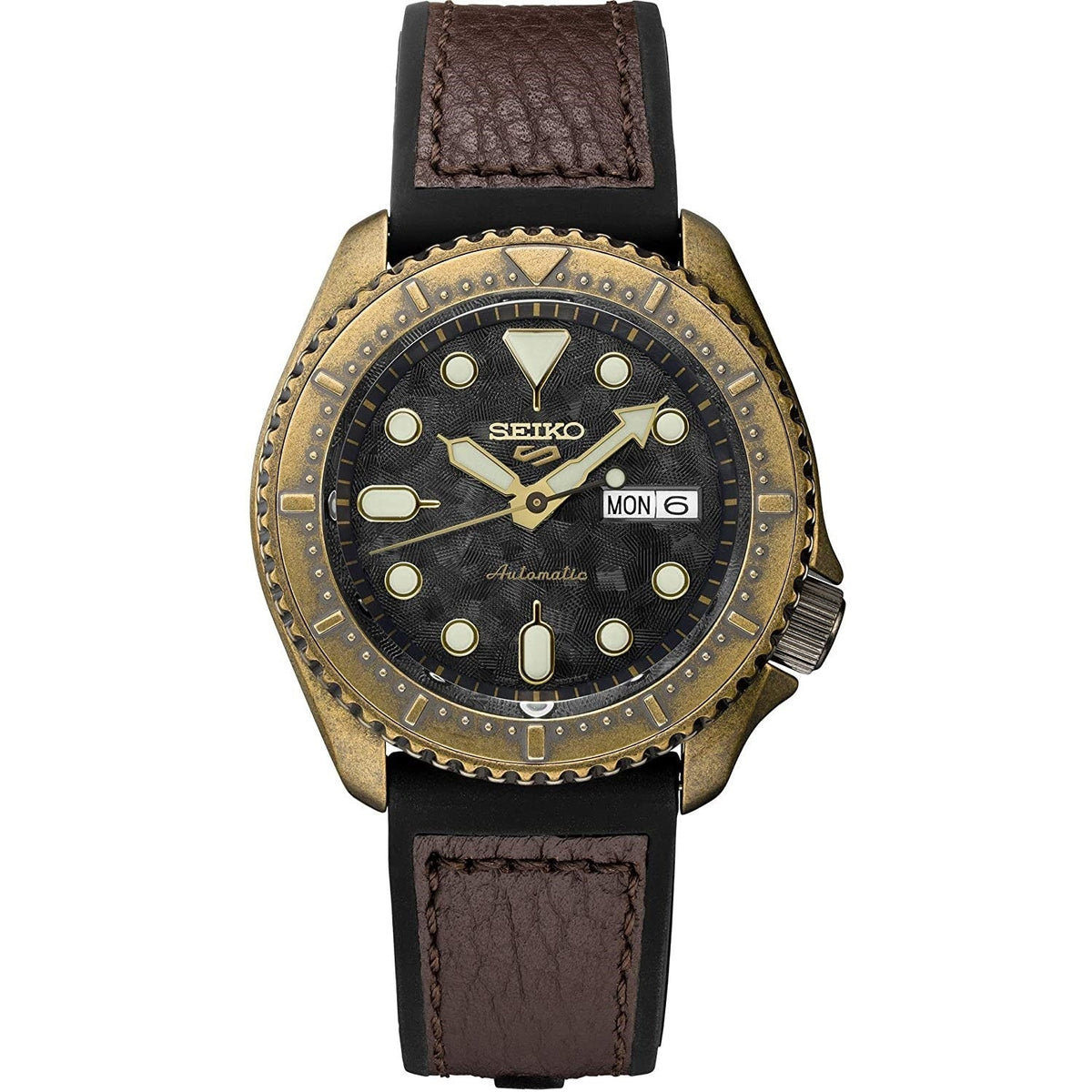 Seiko Men&#39;s SRPE80 5 Sports   Brown Leather Watch