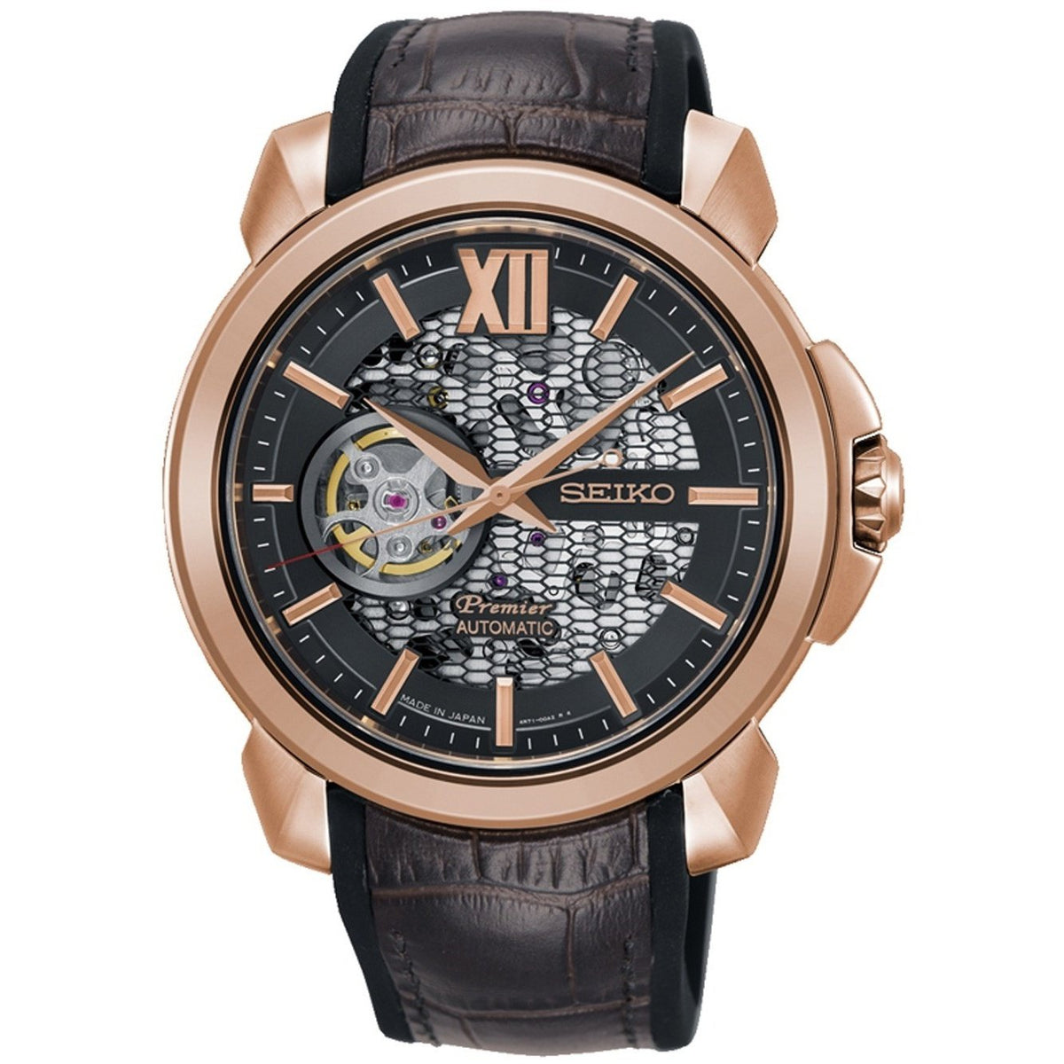Seiko Men&#39;s SSA374J1 Novak Djokovic Limited Edition Automatic Brown Leather Watch