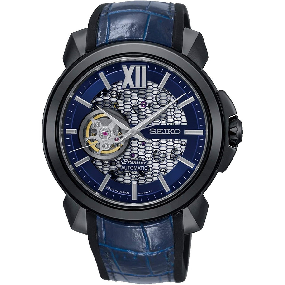 Seiko Men&#39;s SSA375J1 Novak Djokovic Limited Edition Automatic Blue Leather Watch