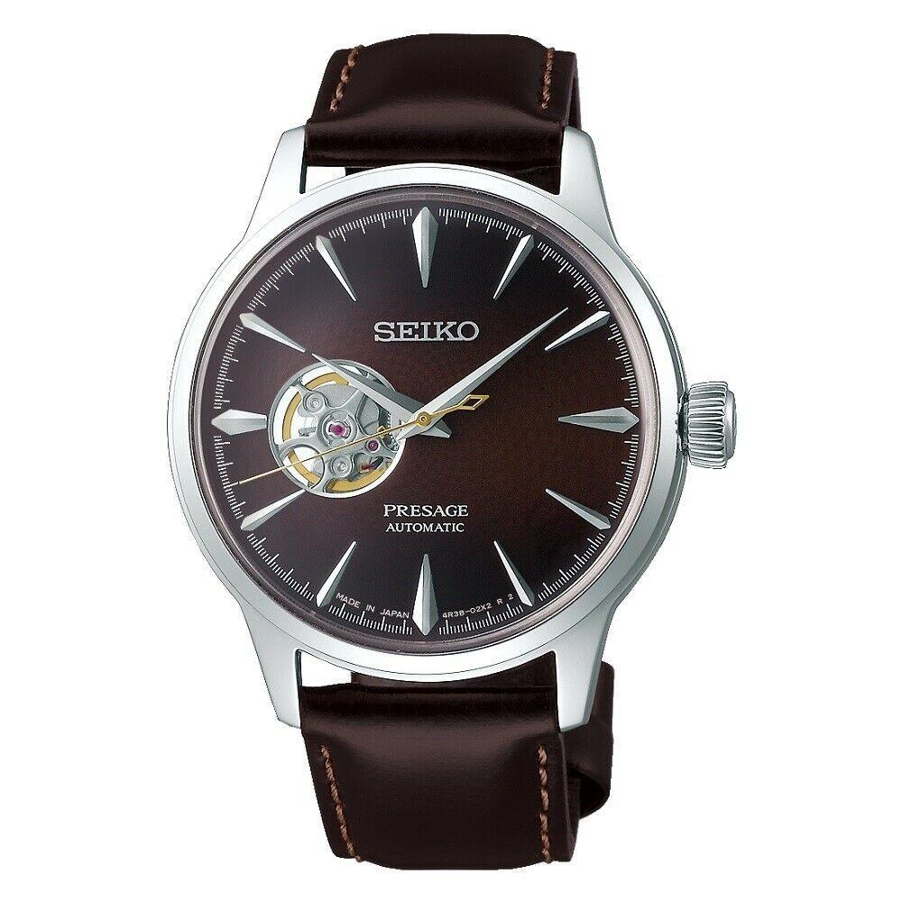 Seiko Men's SSA407J1 Presage Brown Leather Watch