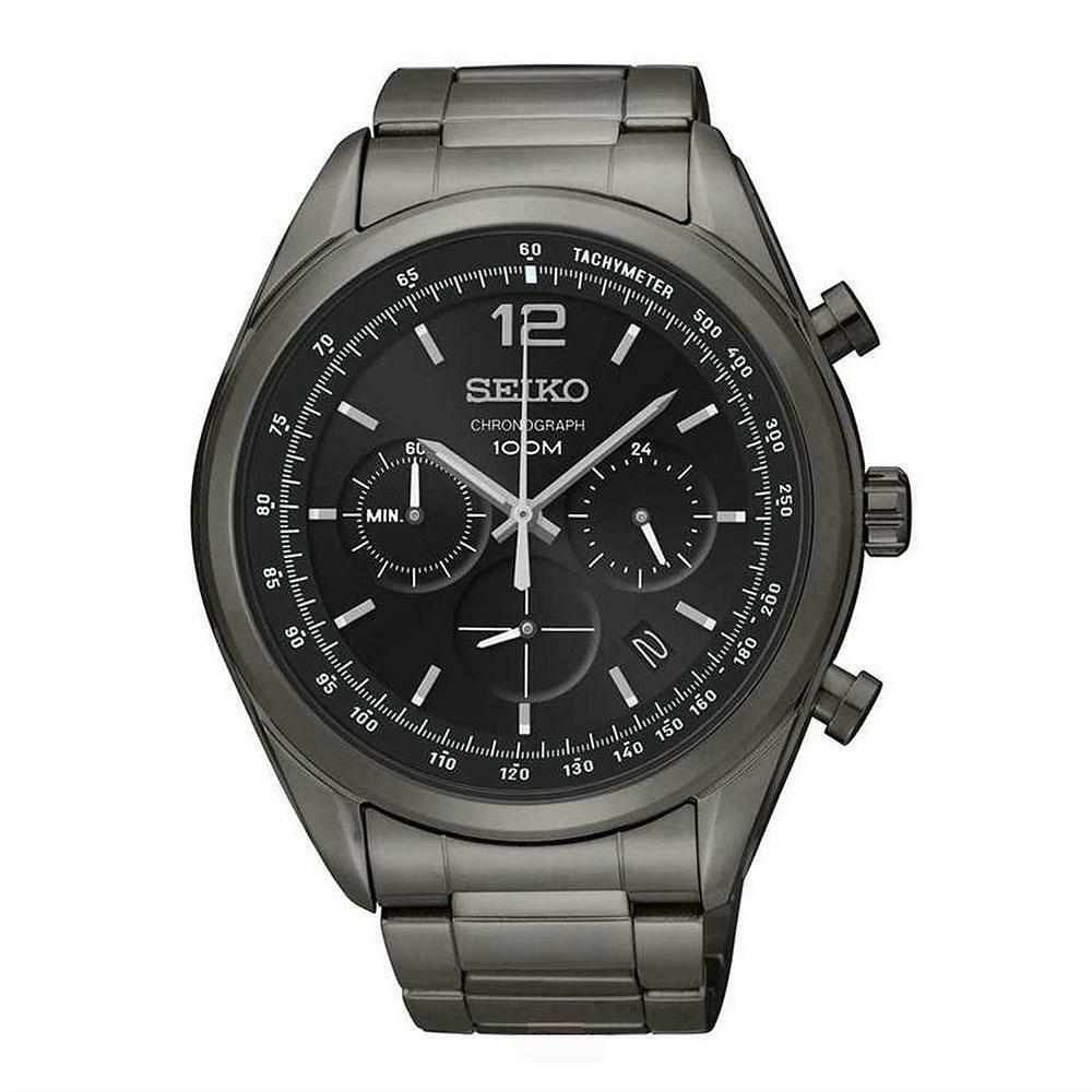 Seiko Men's SSB093 Chronograph Chronograph Black Stainless Steel Watch