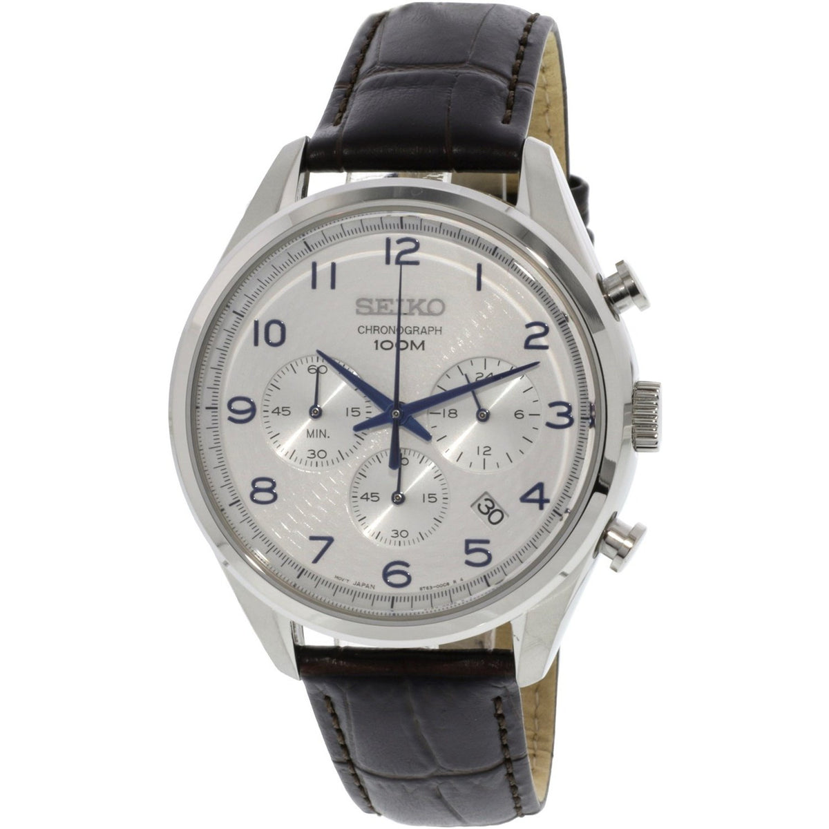 Seiko Men's SSB229 Chronograph Chronograph Black Leather Watch