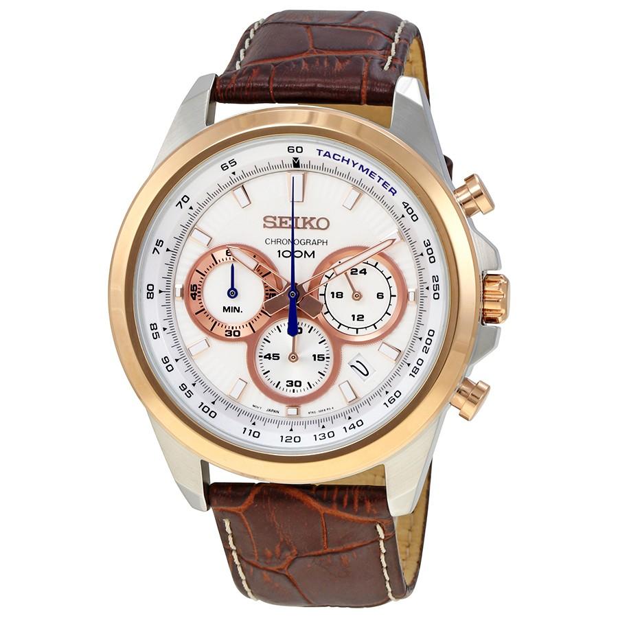 Seiko Men&#39;s SSB250 Chronograph Brown Leather Watch