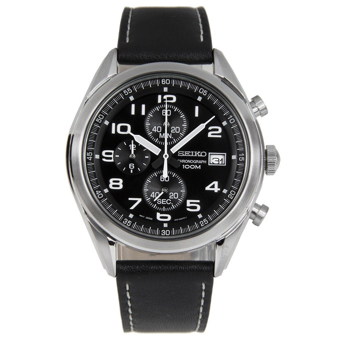 Seiko Men&#39;s SSB271 Chronograph Black Leather Watch